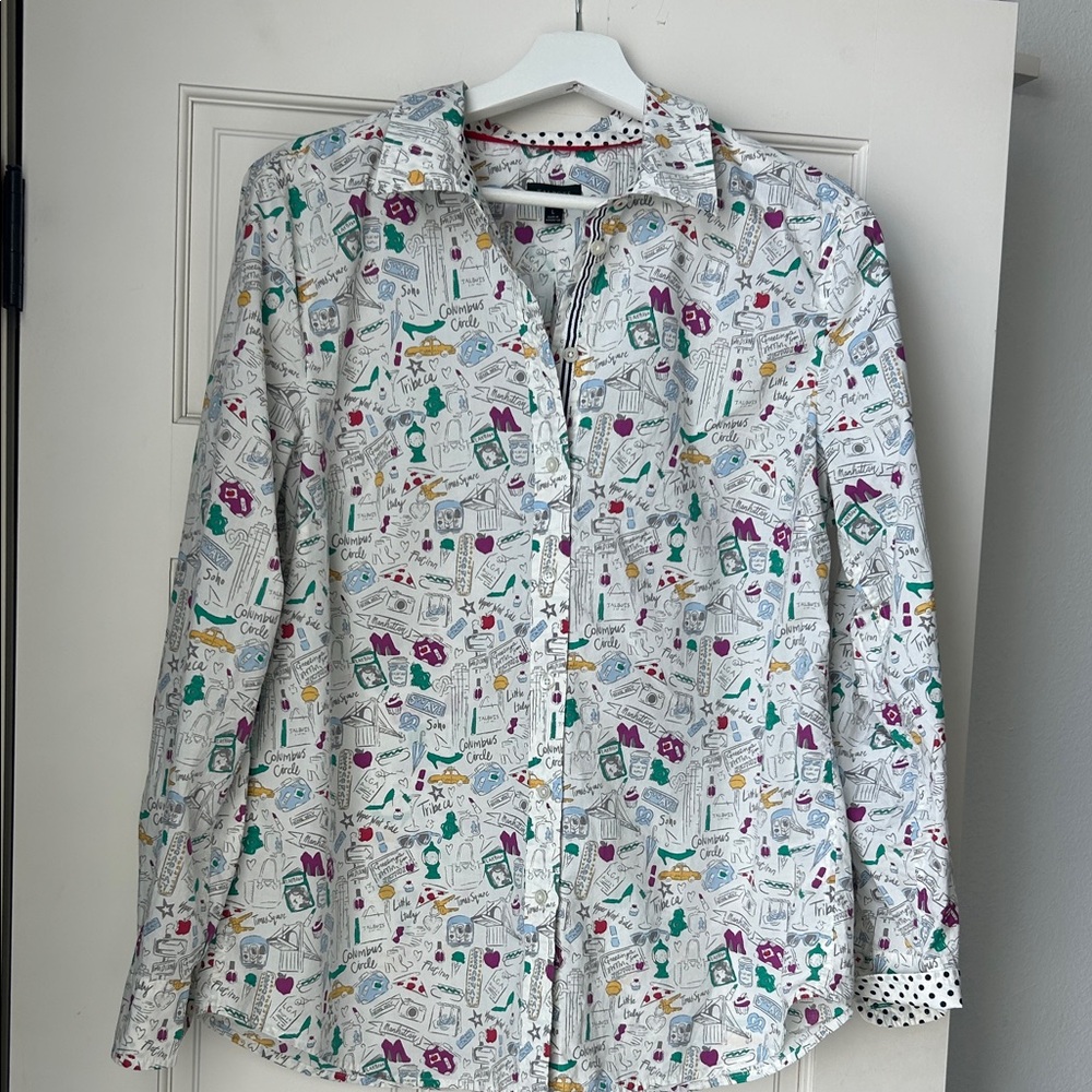 100% Cotton Talbot Travel Colorful Patterned Button-Up Shirt wrinkle resistant